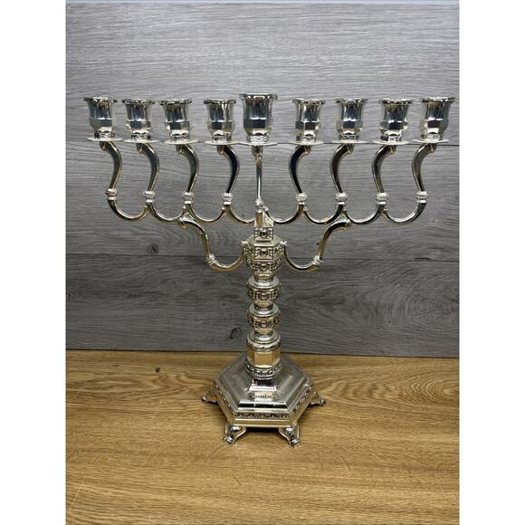 Vintage Metal Menorah Hanukkah 14”Jewish Judaica - Picture 1 of 16